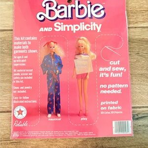 Vintage Barbie and Simplicity Fashion Kit - sewing kit with fabric